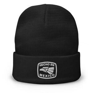 Hecho En Mexico Embroidered Beanie Hat - Black